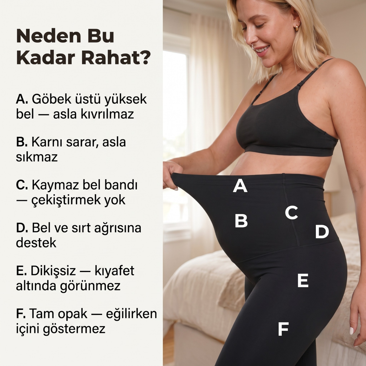 Destekleyici Düzpaça Hamile Taytı
