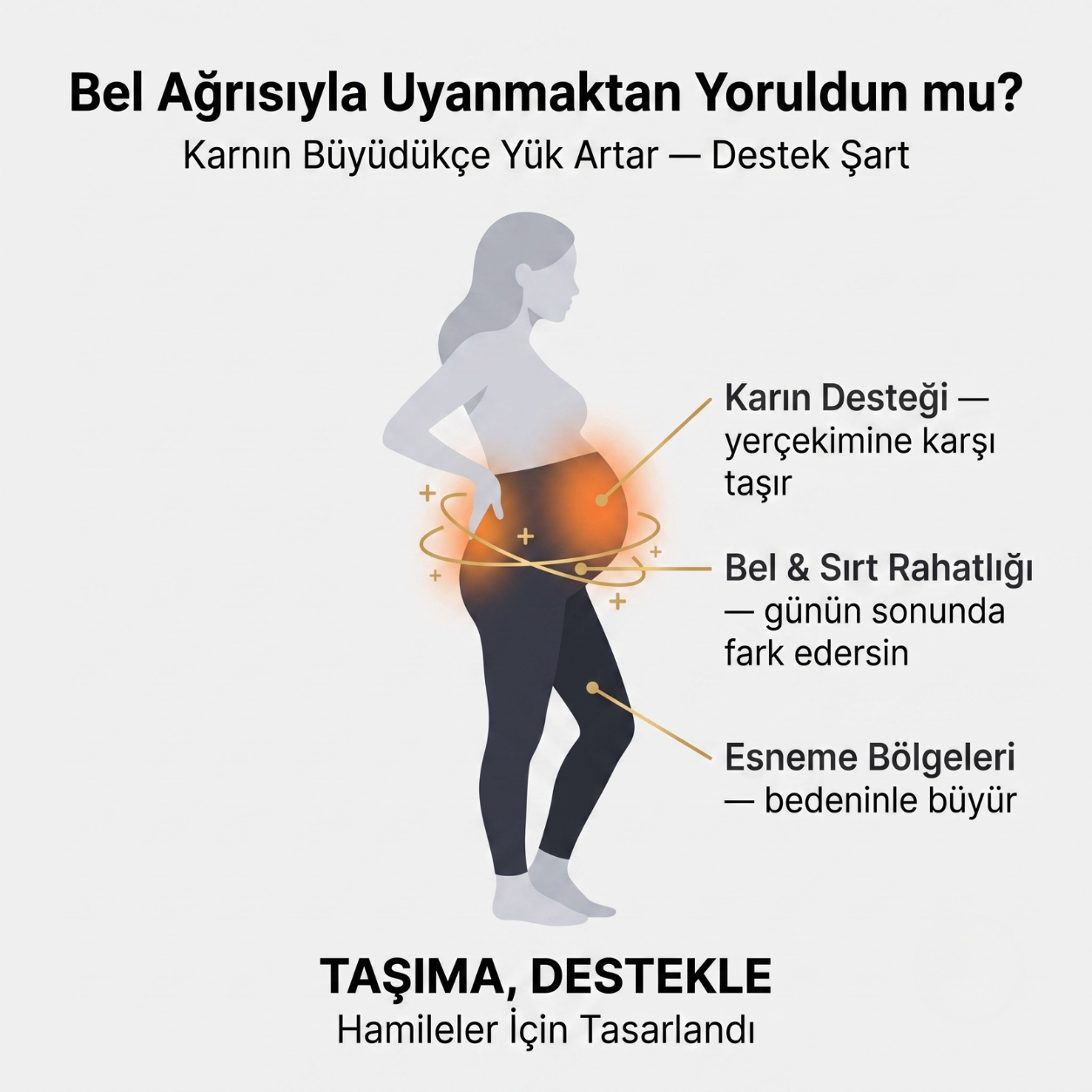 Destekleyici Düzpaça Hamile Taytı