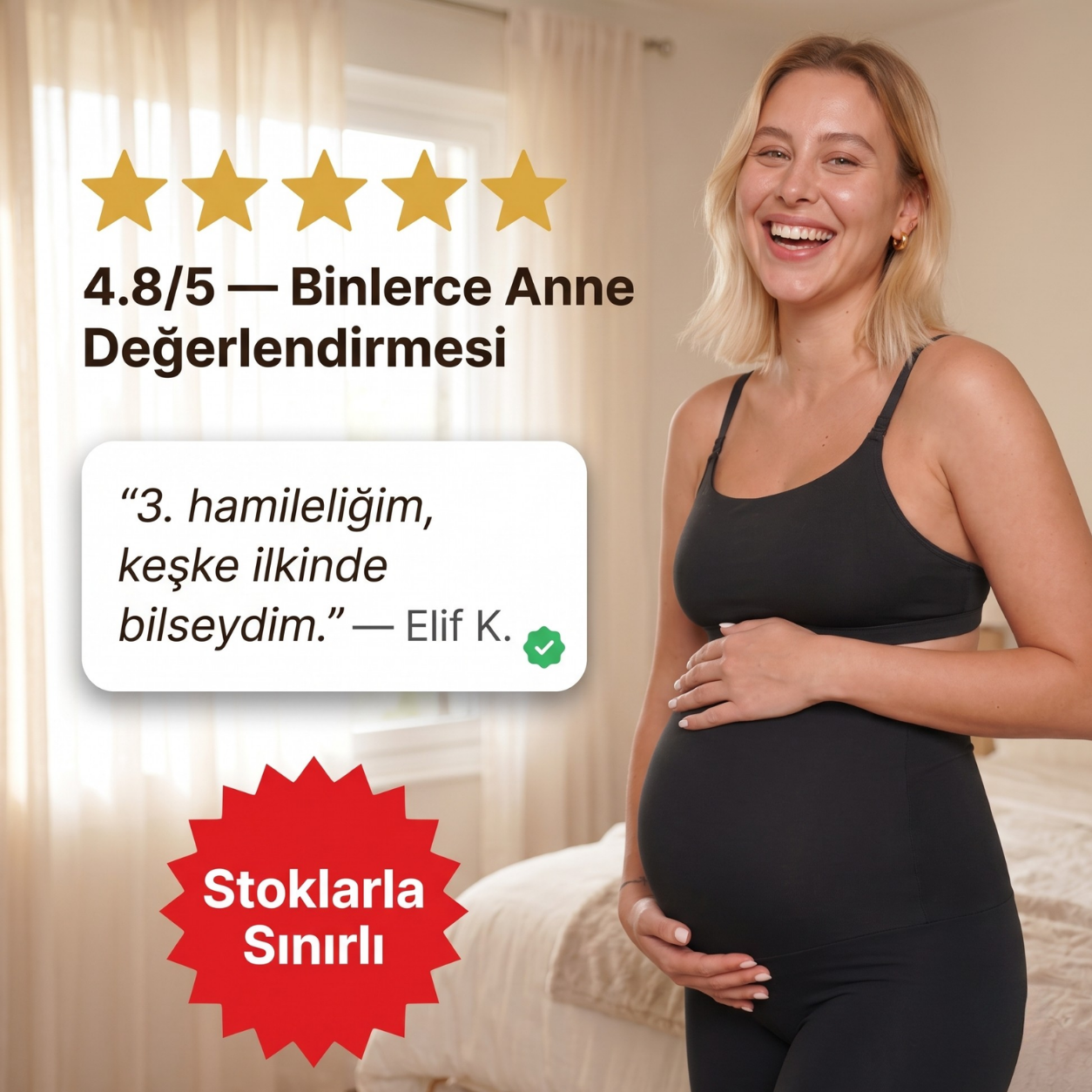Destekleyici Düzpaça Hamile Taytı