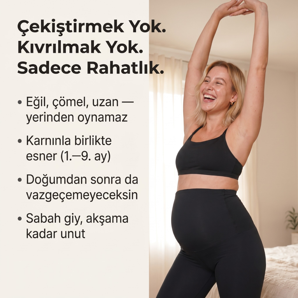 Destekleyici Düzpaça Hamile Taytı