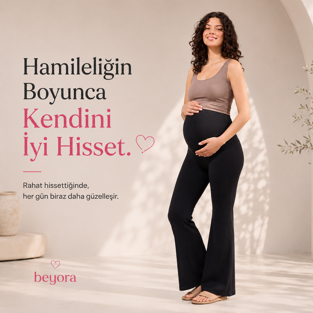İspanyol Paça Yüksek Bel Ayarlanabilir Hamile Taytı